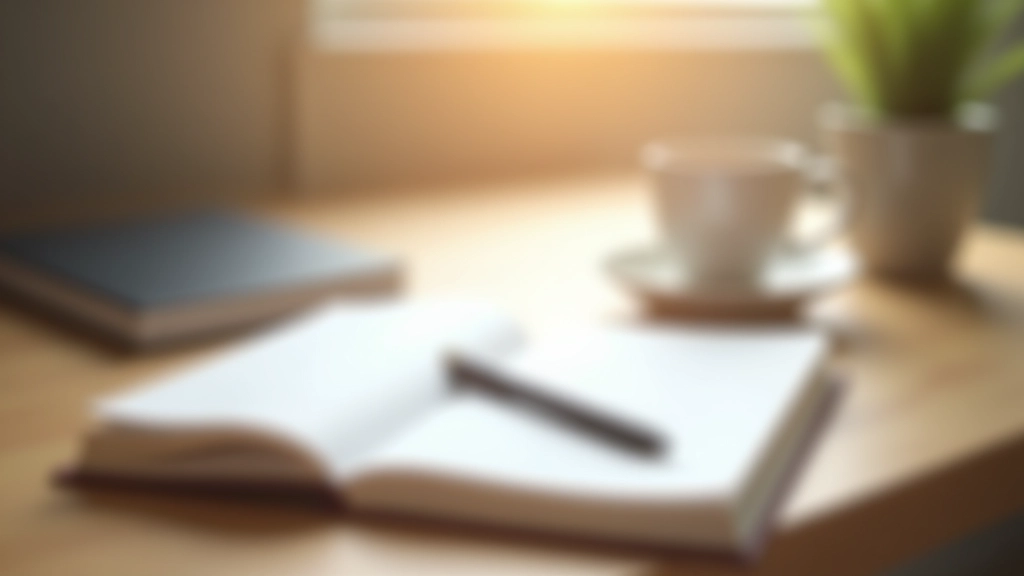 Otevřený zápisník s perem a nápisem, horký čaj v pozadí